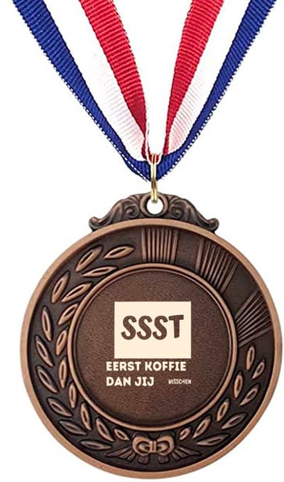 Akyol - ssst eerst koffie dan jij medaille bronskleuring - Koffie - familie collega - cadeau