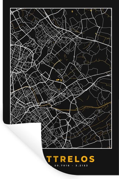 Muurstickers - Sticker Folie - Frankrijk – Wattrelos – Stadskaart – Plattegrond – Kaart - 20x30 cm - Plakfolie - Muurstickers Kinderkamer - Zelfklevend Behang - Zelfklevend behangpapier - Stickerfolie