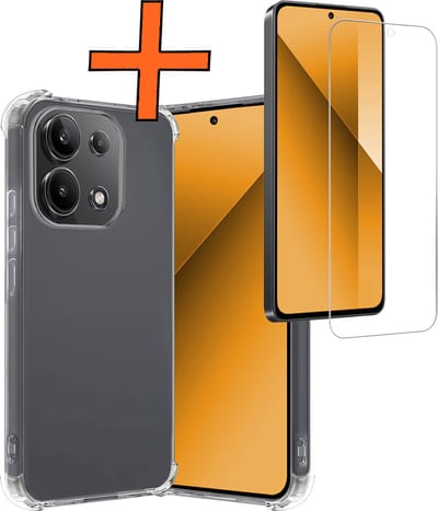 Hoes - Met Screenprotector - Geschikt voor Xiaomi Redmi Note 13 4G - Sterk & Shockproof - Siliconen Case - Back Cover - Telefoon Hoes - Shock Proof - Transparant