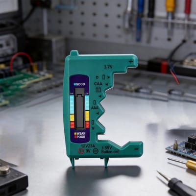 Batterij Tester - Capaciteit Checker - Huishoudelijk Gebruik - Digitaal LCD Scherm - 92x63x14mm - Zilver