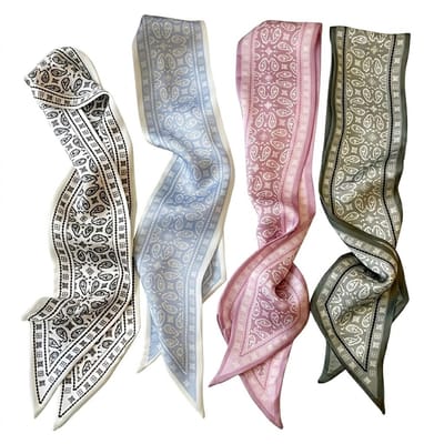 Multicolor haarsjaal dames lange lint sjaal set paisley patroon smalle haar sjaals elastische haaraccessoires set 4 stuks
