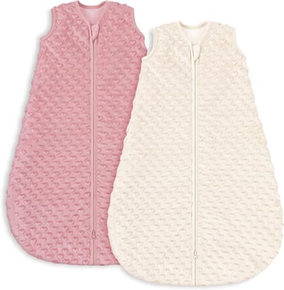 Baby Slaapzak Set van 2 - Katoenen 1.5 Tog Slaapzak voor Pasgeborenen 0-6 Maanden - Zacht en Comfortabel voor Lente en Herfst in Beige en Abrikoos