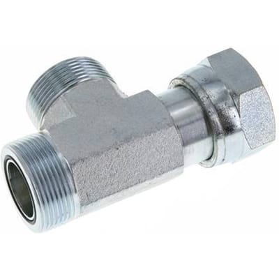 UN 1-11/16''-12 F/M Verzinkt Stalen T-stuk ORFS met wartelmoer 250 Bar - Hydrauliek - FL3T-FM-EZ-111U