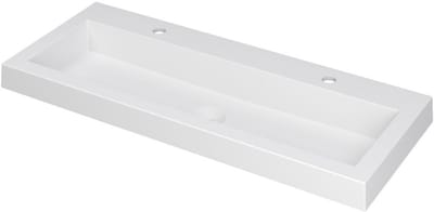 INK Dock Wastafel Polystone met 2 Kraangaten - 1000x400x60 mm - Mat Wit