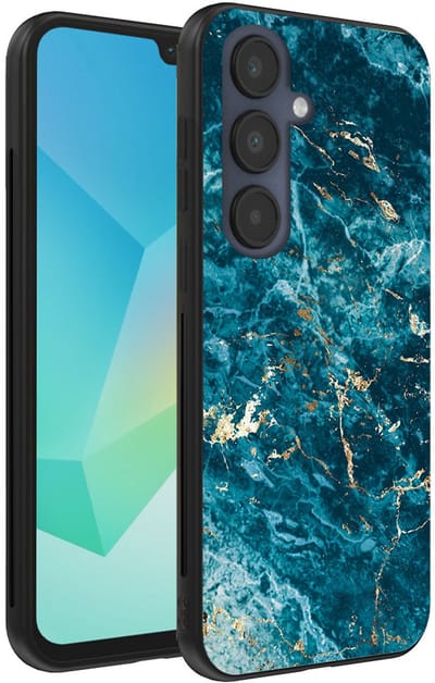 Smartphonica Telefoonhoesje Geschikt voor Samsung Galaxy A16 met marmer opdruk - TPU backcover case blue marble design - Blauw geschikt voor Samsung Galaxy A16
