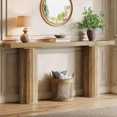 Tribesigns Consoletafel - Sidetable - Hout - Bruin - Industrieel - 160 x 30 x 85 cm - Extra Lange Console Tafel voor Hal, Woonkamer, Entree