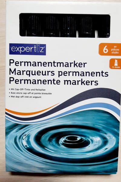 6 permanent markers - zwart 6x marker - dop-off-inkt - wigpunt 1-4 mm - zwarte permanente stiften