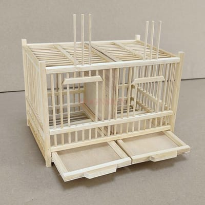 Sprinkhanenkooi Handgemaakt Bamboe Geweven Krekelskooi Dubbel Rooster Bamboe Kooi Culturele En Speel Insectenkooi beige