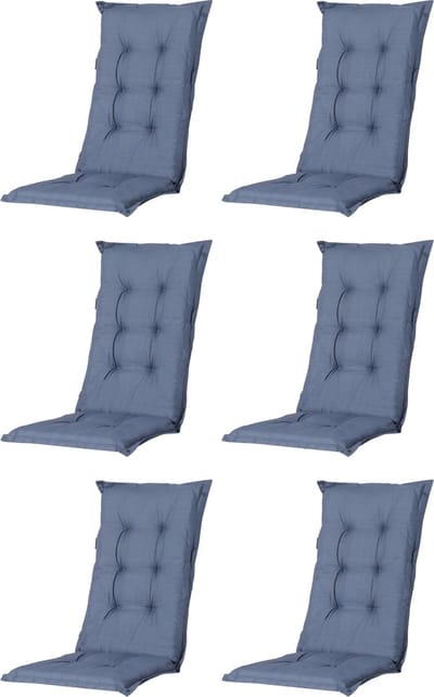 Madison - Tuinkussen - Universeel - Lage Rug - 6 st. - Basic Cobalt - 105x50cm - Blauw - Tuinstoelkussens - Standaardstoel