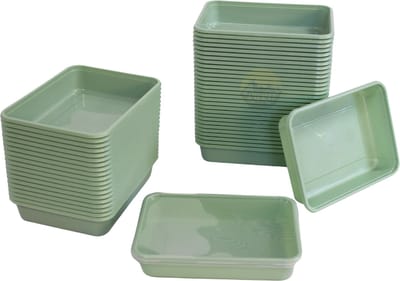KURTT 50 stuks, 500ml Meal prep bakjes, vershoudbakjes, herbruikbaar hard plastic bakje met deksel, hoogwaardige kwaliteit forest green - magnetronbestendig, vaatwasmachinebestendig BPA-vrij