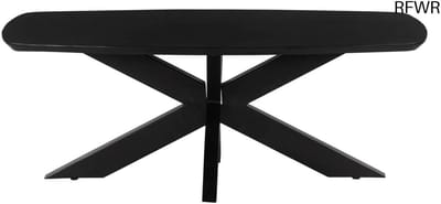 RFWR® Ovale Salontafel van Mangohout 120 cm - Zwart