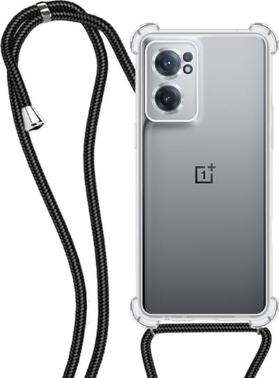 Hoesje - Geschikt voor OnePlus Nord CE 2 - Met Koord - Shock Proof - Siliconen Case - Back Cover - Telefoonkoord - Telefoon Hoes Shockproof - Telefoonketting - Transparant