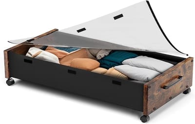 Ruimtebesparende Onderbedopslag met Wielen, Houten Opbergdozen, Extra Grote Organizer voor Schoenen, Rollende Opbergladen met Dekkende Deksel, Stevige Oplossing voor Kleding en Accessoires