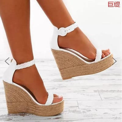 Dames Zomer Sexy Sleehak Sandalen Plateau Dames Hoge Hak Schoenen Dames Mode Stro Gesp Open Teen Casual Dames Schoenen 39 brown