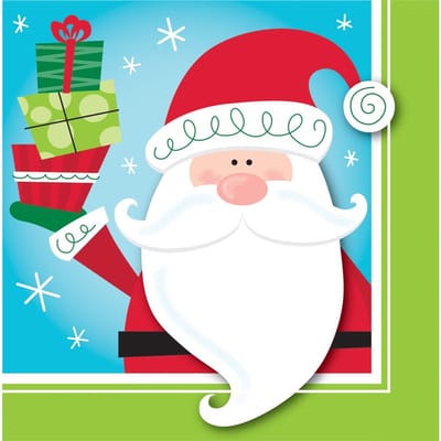 16 servetten met kerstman en pinguïn, 2-laags, 33x33 cm
