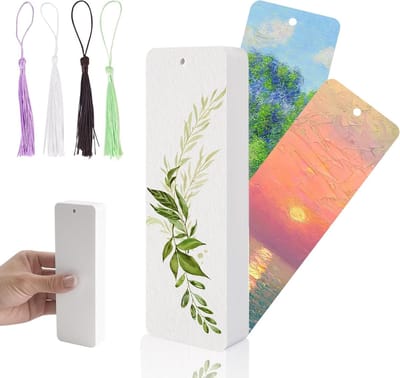50 Stuks Waterverf Papier Boekenleggers 300g Blanko DIY Boekenleggers voor Kleur, Schilderen en Creatieve Projecten met 50 Random Gekleurde Penseelsets