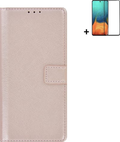 MoDo hoesje Geschikt voor Samsung Galaxy A73 5G - Kunstleer Book Case - Rose goud hoesje met full screenprotector