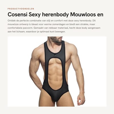 Dailygoods- Stringbody Mouwloos - Herenbody van Rekbaar Materiaal - Sexy Ondergoed - Casual Slip - Comfortabel Ontwerp - Ideaal voor Zomerdagen - Body