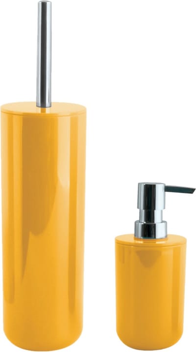 MSV Toiletborstel in houder 38 cm/zeeppompje 260 ml set Moods - kunststof - saffraan geel