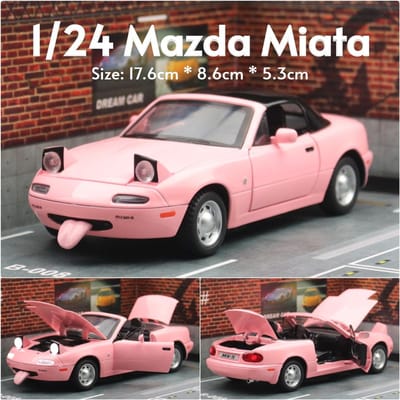 1/32 Mazda Mx-5 Miniatuur Diecast Miata Roadster Speelgoedauto Model Geluid & Licht Deuren Openbaar Verzameling Cadeau Voor Kinderen Jongen Kind
