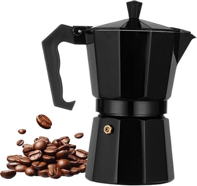 Koffiezetapparaat - Lattepot Mokkakan - Thuis Kantoor Reizen - Brandveilige Handgreep - 16x8x16 cm - Zwart