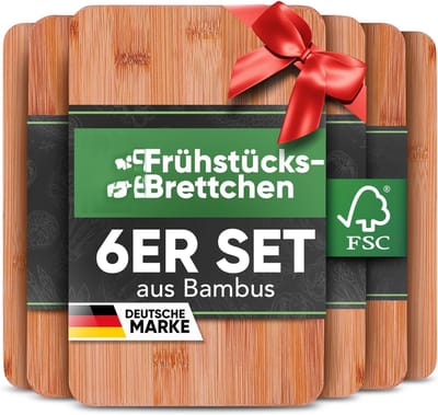PromoHome Bamboe Snijplank Set van 6 - 22x14cm Houten Ontbijtplankjes - Antibacterieel Keukenplankje - Multifunctioneel Serveerbord - Milieuvriendelijk Bamboehout