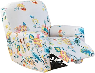 Elegante Stoelhoezen voor Relaxstoelen - 4-delige Rekbare Set met Zakjes en Bloemenprint