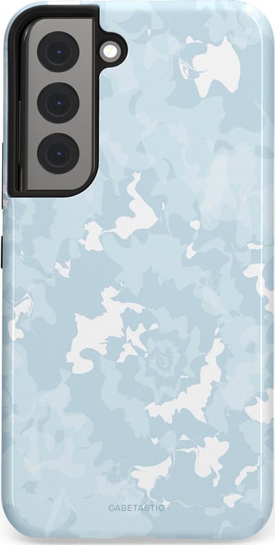 Casetastic Hoesje Geschikt voor Samsung S22 - Stijlvolle Beschermende Duo-layer Case - Blauwe wervels