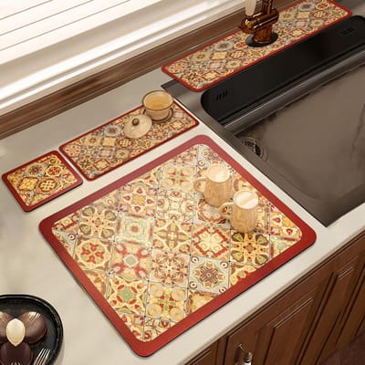 Superabsorberende kiezelgoer afdruipmat - servies sneldrogend droogmat - keuken badkamer aanrecht - koffiebar - 40 x 30 cm