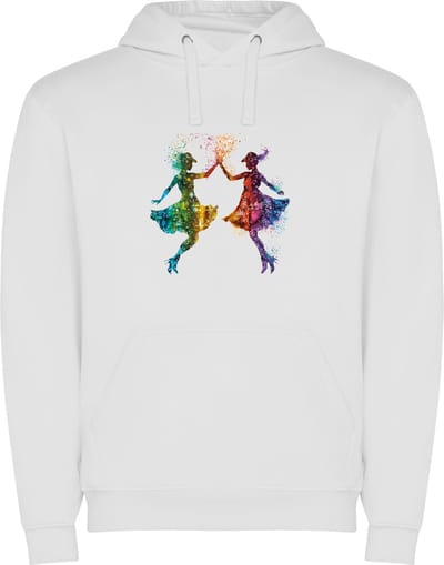 Witte unisex hoodie met “ Kleurrijke Sterrenbeeld Tweeling – Astrologie – Horoscoop – Zodiac Signs “ Print Full Color Color merk Roly maat S
