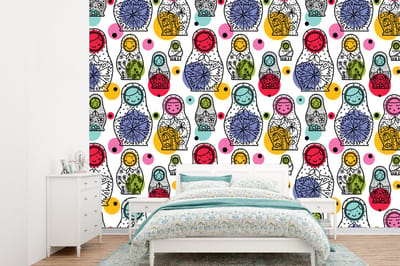 Behang - Fotobehang Matroesjka - Patronen - Baby - Breedte 360 cm x hoogte 260 cm