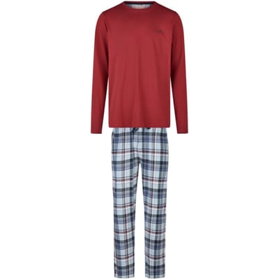 Phil & Co Heren Lange Pyjama Set Rood/Blauw Geruit - Maat M