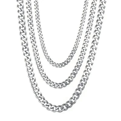 Livano Ketting - Heren - Staal - Nep zilver - Met Hanger - 3mm x 45cm