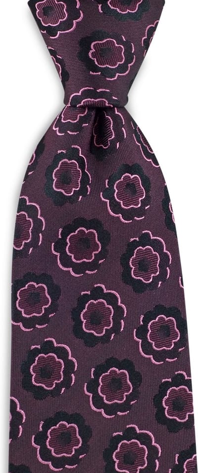 We Love Ties - Stropdassen - Damesstropdas Lady Festive Feast - aubergine / zwart / roze