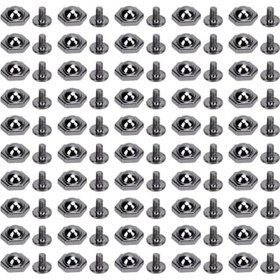 50 Jeux Rivets et Goujons 10mm Rivet Hexagonal Métal Vis Fendue Jeu pour Artisanat Cuir Reliure Décoration Vêtements Silver Black