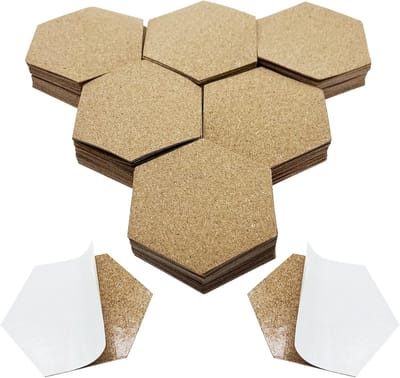 Zelfklevende Korken Blanke Mini Tegels voor Coasters - 120 Stuks Hexagonvormige Korkmatten