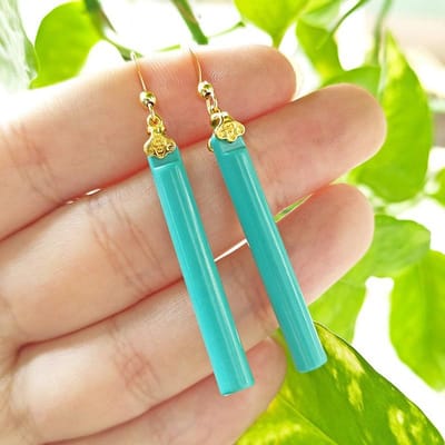 Nieuw In Modieuze Turkooizen Lange Oorbellen Voor Vrouwen Unieke Elegantie En Glanzende Charme Banket Bruiloft Sieraden Eenvoudige Oorbellen brown