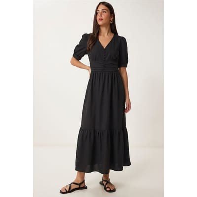 Dames Katoenmix Poplin Maxi Jurk