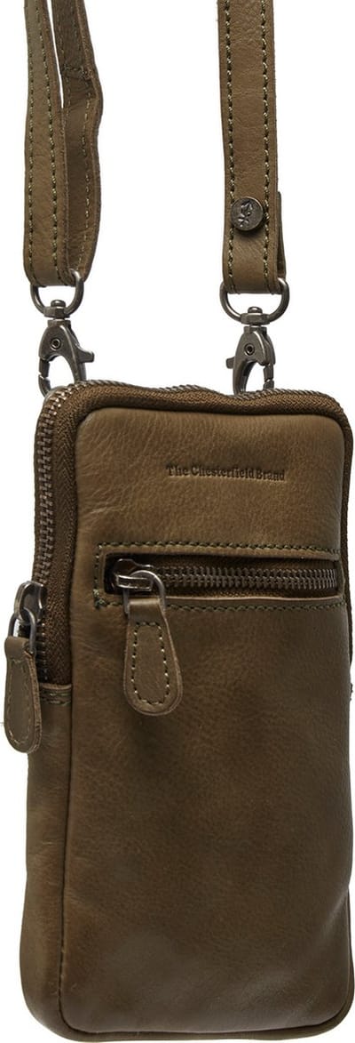The Chesterfield Brand Leren Telefoontasje Gordeltas Salta Phonebag Olive Green Olijfgroen