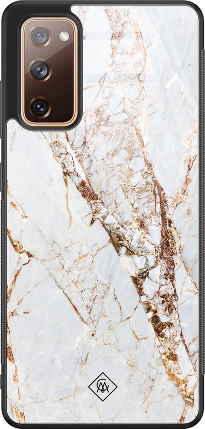 Casimoda® hoesje - Geschikt voor Samsung Galaxy S20 FE - Marmer Goud - Luxe Hard Case Zwart - Backcover telefoonhoesje - Goudkleurig