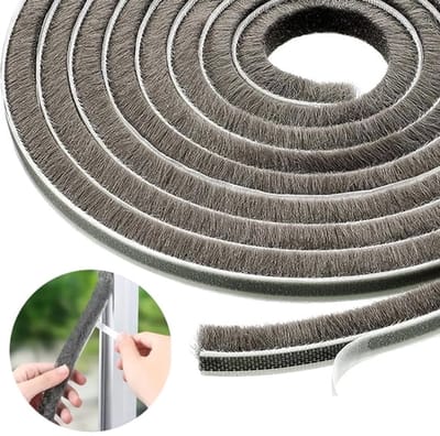 Zelfklevende afdichtingsstrips voor deuren en ramen, 10 meter geluidsisolerende afdichtingsstrips voor deuren, grijs.
