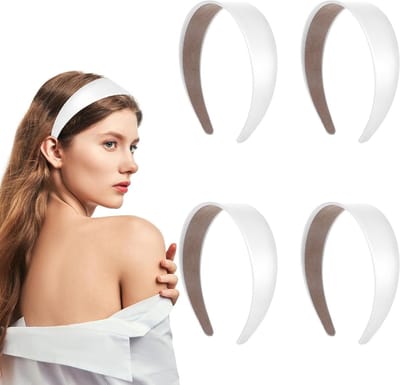 Classic Brede Haarband voor Vrouwen en Meisjes - 4 Stuks - DIY Haaraccessoires - Wit - 4 cm Breed - Perfect voor Casual en Sportieve Stijlen
