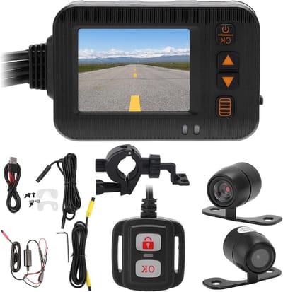 Motorfiets Dashcam - Rijrecorder DVR - Veilige Rit - Dubbele HD-lens - 2 Inch Scherm - Zwart