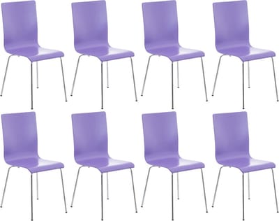 CLP Pepe Set van 8 Wachtkamerstoelen - Houten zitting purper