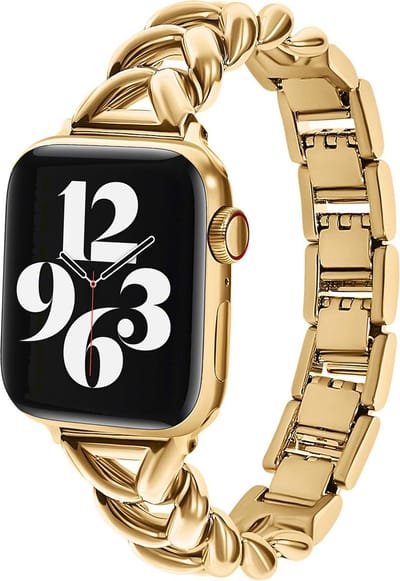 MY PROTECT - Luxe Metalen Visgraat Bandje - Geschikt Voor Apple Watch Bandje - Series 1/2/3/4/5/6/7/8/9/10/SE/Ultra - 44mm - 45mm - 46mm - 49mm - Goud