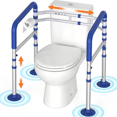 Nachtkastje Toilet - Draagbare Stoel - Ondersteuning Thuis - In Hoogte Verstelbaar - 44 x 11 x 34 cm - Blauw