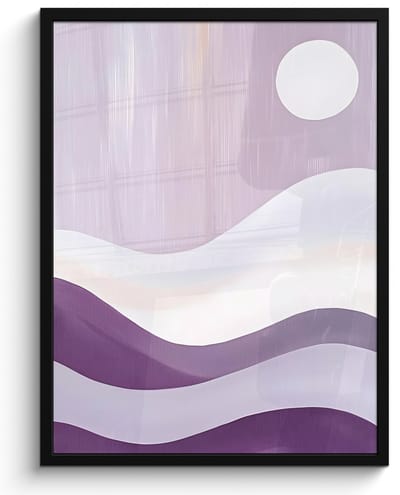 Poster in lijst - Fotolijst 50x70 cm - Posters - Golven - Heuvels - Abstract - Paars - Posterlijst zwart - Decoratie - Wanddecoratie woonkamer - Muurdecoratie slaapkamer