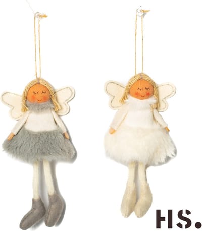 Home Society - Kerst Engeltjes - Norddal Grijs en Wit - S - 2 stuks
