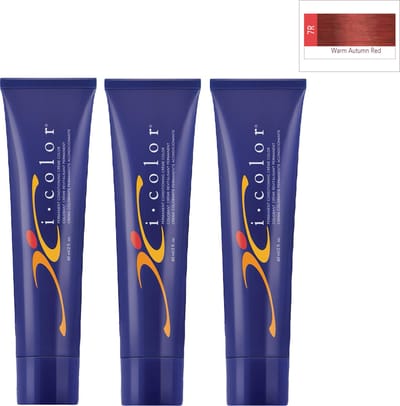 ISO i color Permanent Conditioning Crème Color 60ml 7R (7.5) Warm Autumn Red x 3 tubes