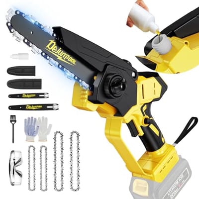 Mini kettingzaag draadloze 15 + 20 cm, elektrische borstelloze kettingzaag op batterijen, handheld kettingzaag voor het snoeien van bomen hout zagen (geen batterij)